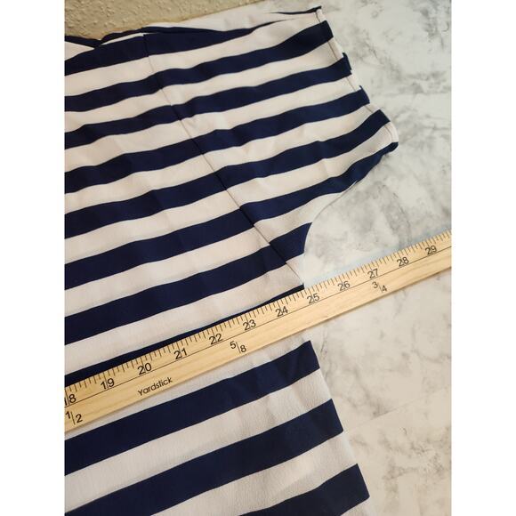 Michael Kors Women's Blue White Striped Side Tie Short Sleeve Blouse Size Medium - Picture 5 of 6